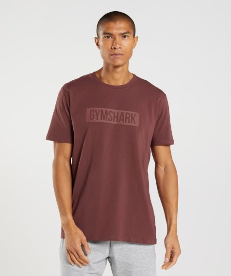 Men's Gymshark Block T-Shirts Burgundy | CA 8D6A31